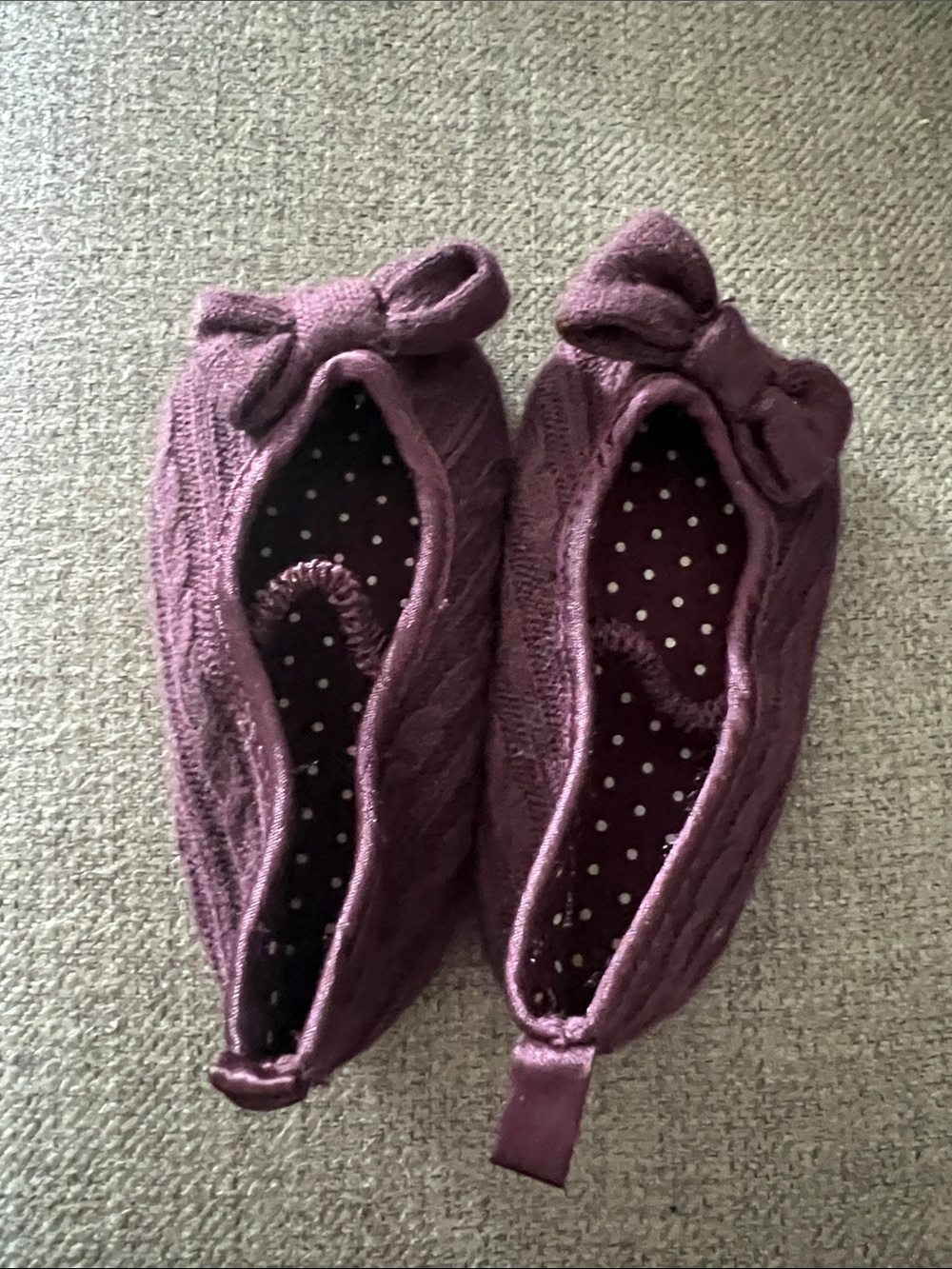 H&M Mauve Knit Bow Slip-On Baby Flats
